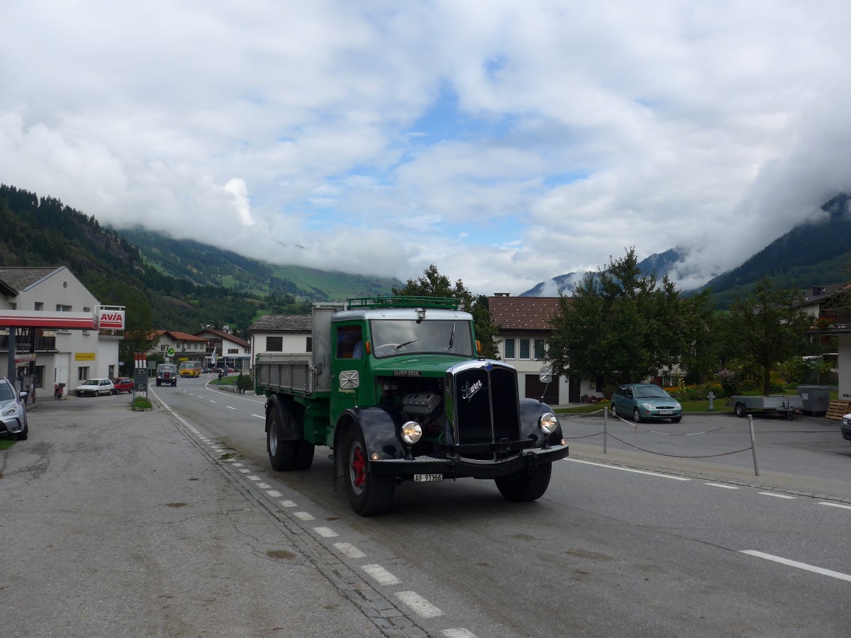 (165'307) - H�rlimann, Bremgarten - AG 93'166 - Saurer am 19. September 2015 in Andeer, Tgavugl