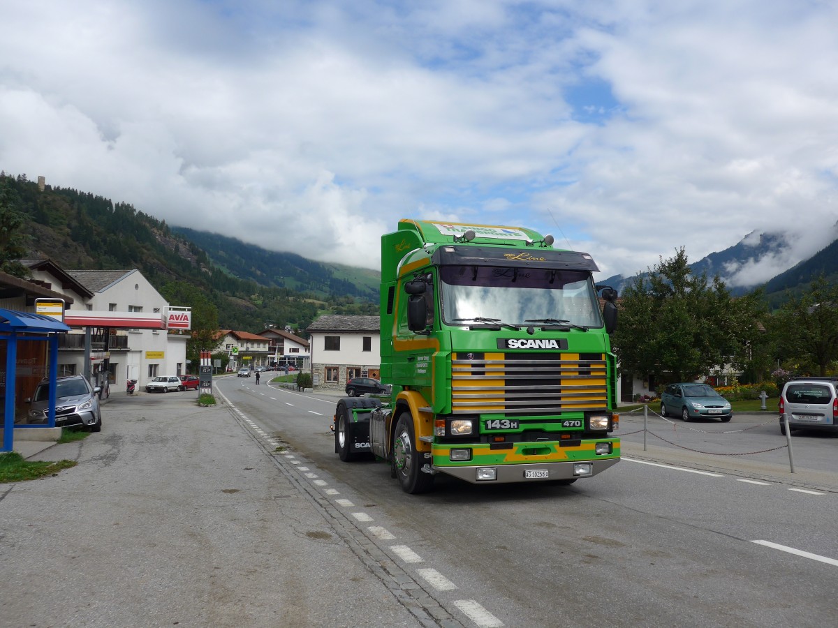 (165'332) - Zingg, Hedingen - AG 10'258 U - Scania am 19. September 2015 in Andeer, Tgavugl