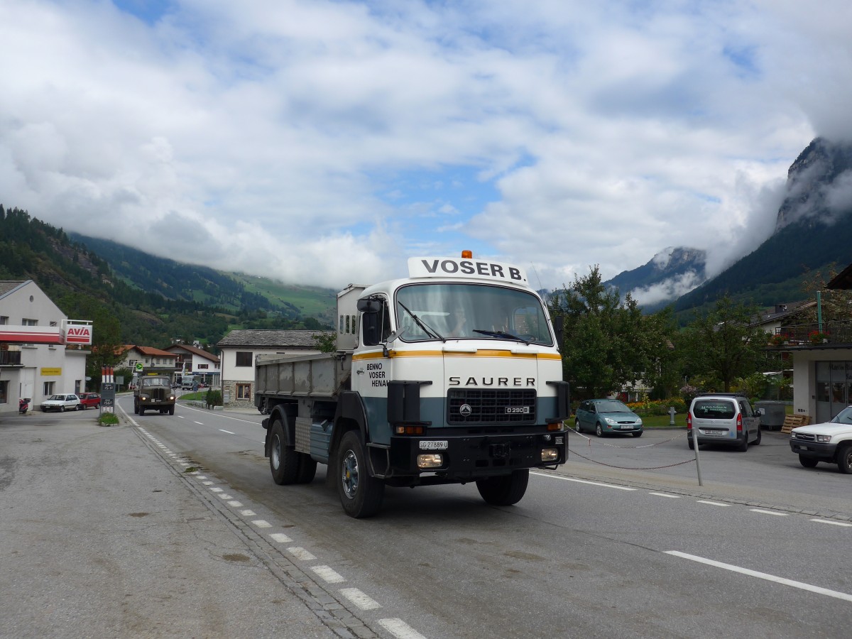 (165'346) - Voser, Henau - SG 27'889 U - Saurer am 19. September 2015 in Andeer, Tgavugl