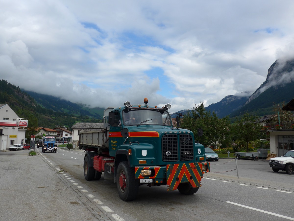 (165'390) - Pinggera, Bever - GR 47'527 - Saurer am 19. September 2015 in Andeer, Tgavugl
