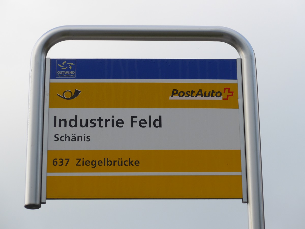 (166'062) - PostAuto-Haltestelle - Sch�nis, Industrie Feld - am 10. Okotber 2015