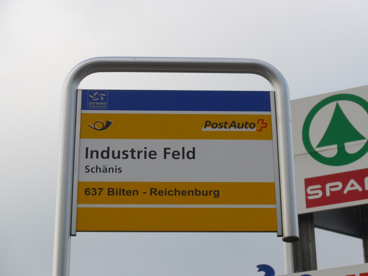 (166'063) - PostAuto-Haltestelle - Sch�nis, Industrie Feld - am 10. Oktober 2015