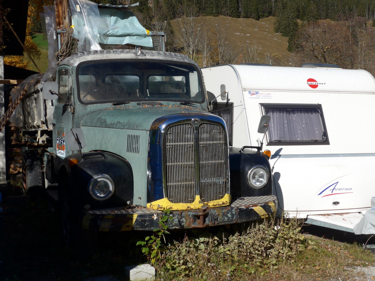 (166'503) - ex Frey, Steffisburg - Saurer am 1. November 2015 in Schwenden, Geissboden