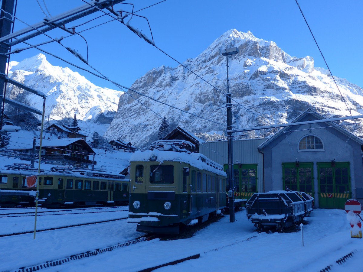 (167'476) - WAB-Triebwagen - Nr. 115 - am 23. November 2015 im Bahnhof Grindelwald Grund