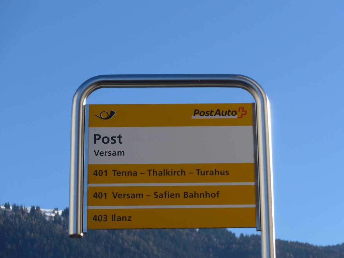 (167'653) - PostAuto-Haltestelle - Versam, Post - am 5. Dezember 2015