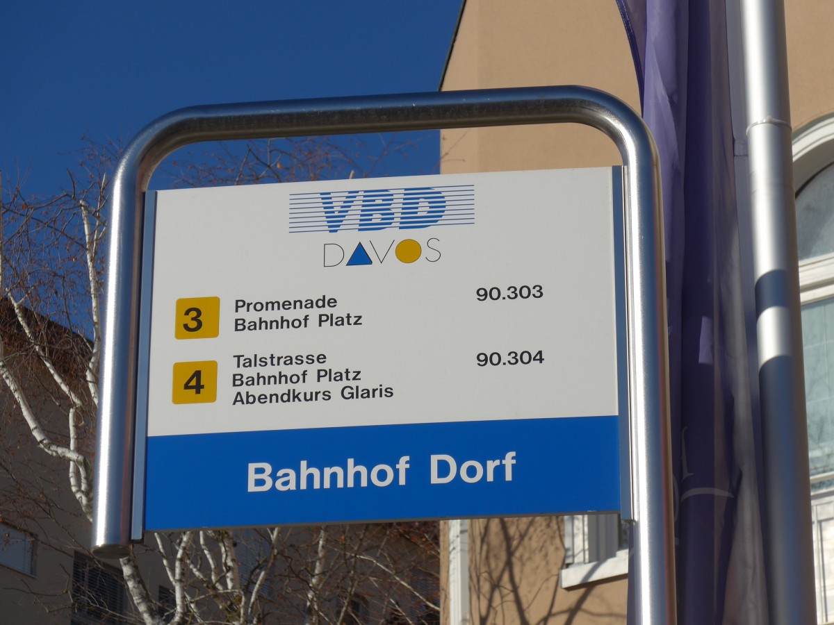 (167'780) - VBD-Haltestelle - Davos, Bahnhof Dorf - am 19. Dezember 2015