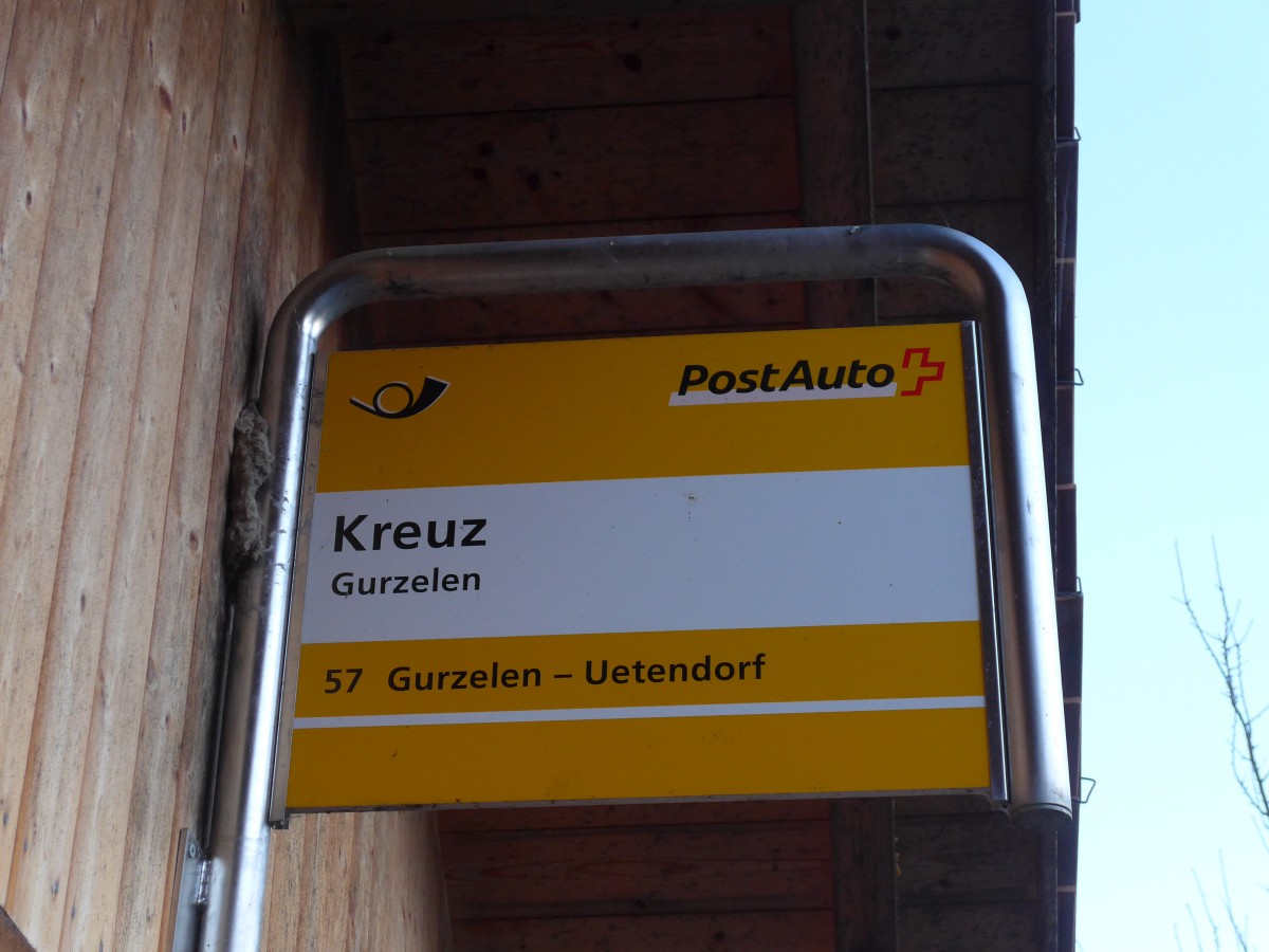 (168'133) - PostAuto-Haltestelle - Gurzelen, Kreuz - am 30. Dezember 2015
