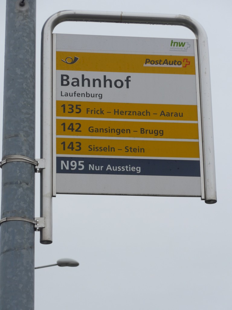 (168'758) - PostAuto-Haltestelle - Laufenburg, Bahnhof - am 20. Februar 2016