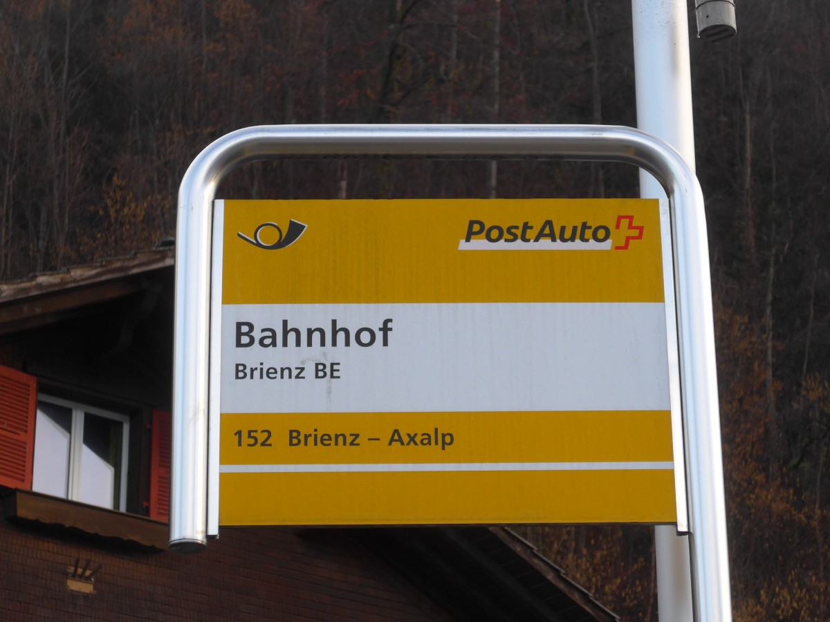 (168'791) - PostAuto-Haltestelle - Brienz BE, Bahnhof - am 21. Februar 2016