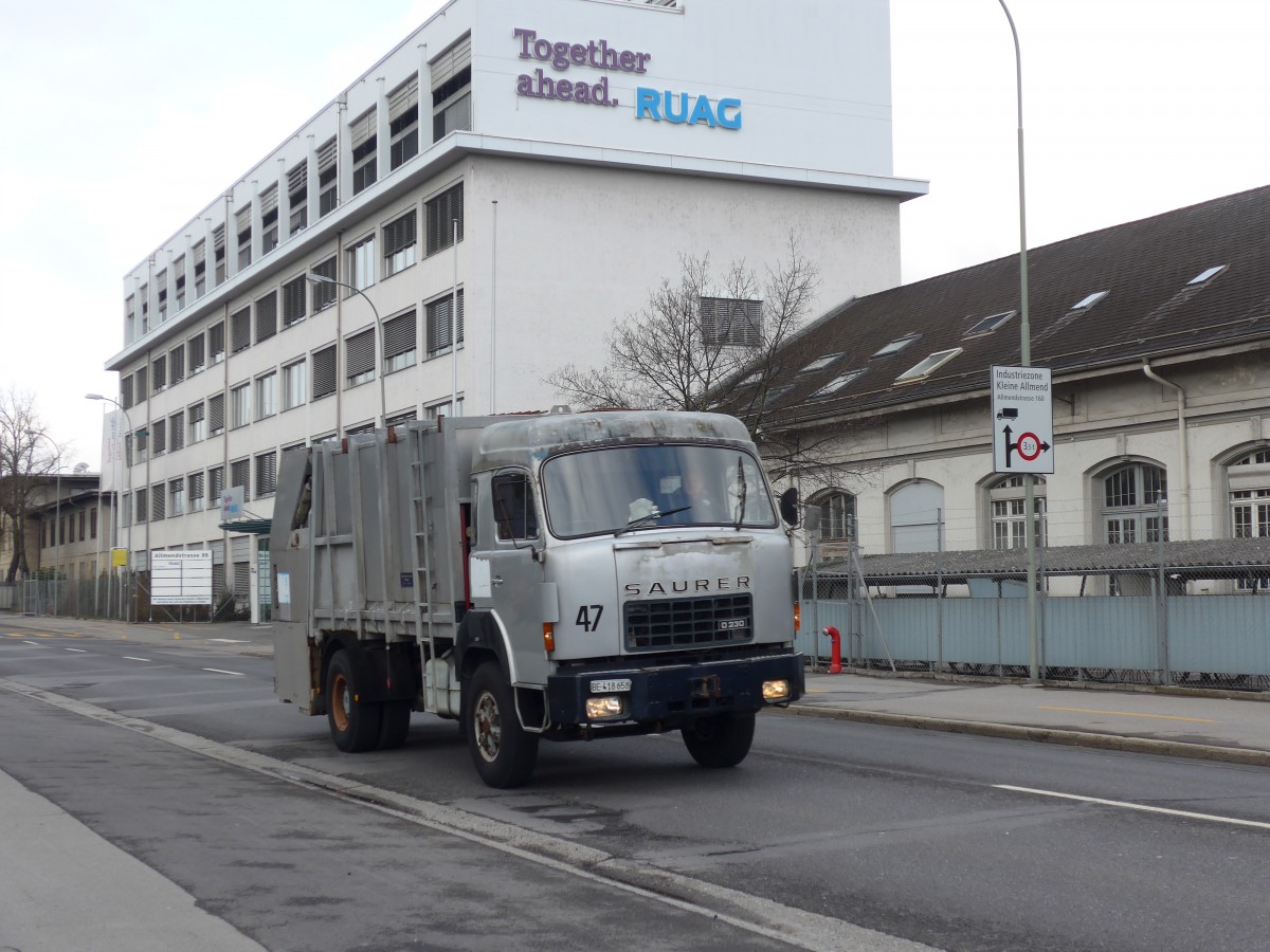 (168'927) - Saurer - Nr. 47/BE 418'658 - am 26. Februar 2016 in Thun, S+W