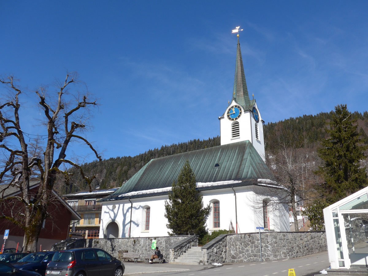 (168'955) - Die Kirche in Wildhaus am 27. Februar 2016