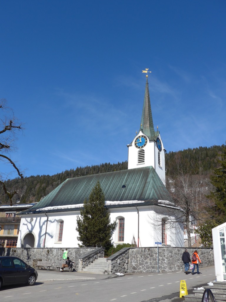 (168'956) - Die Kirche in Wildhaus am 27. Februar 2016