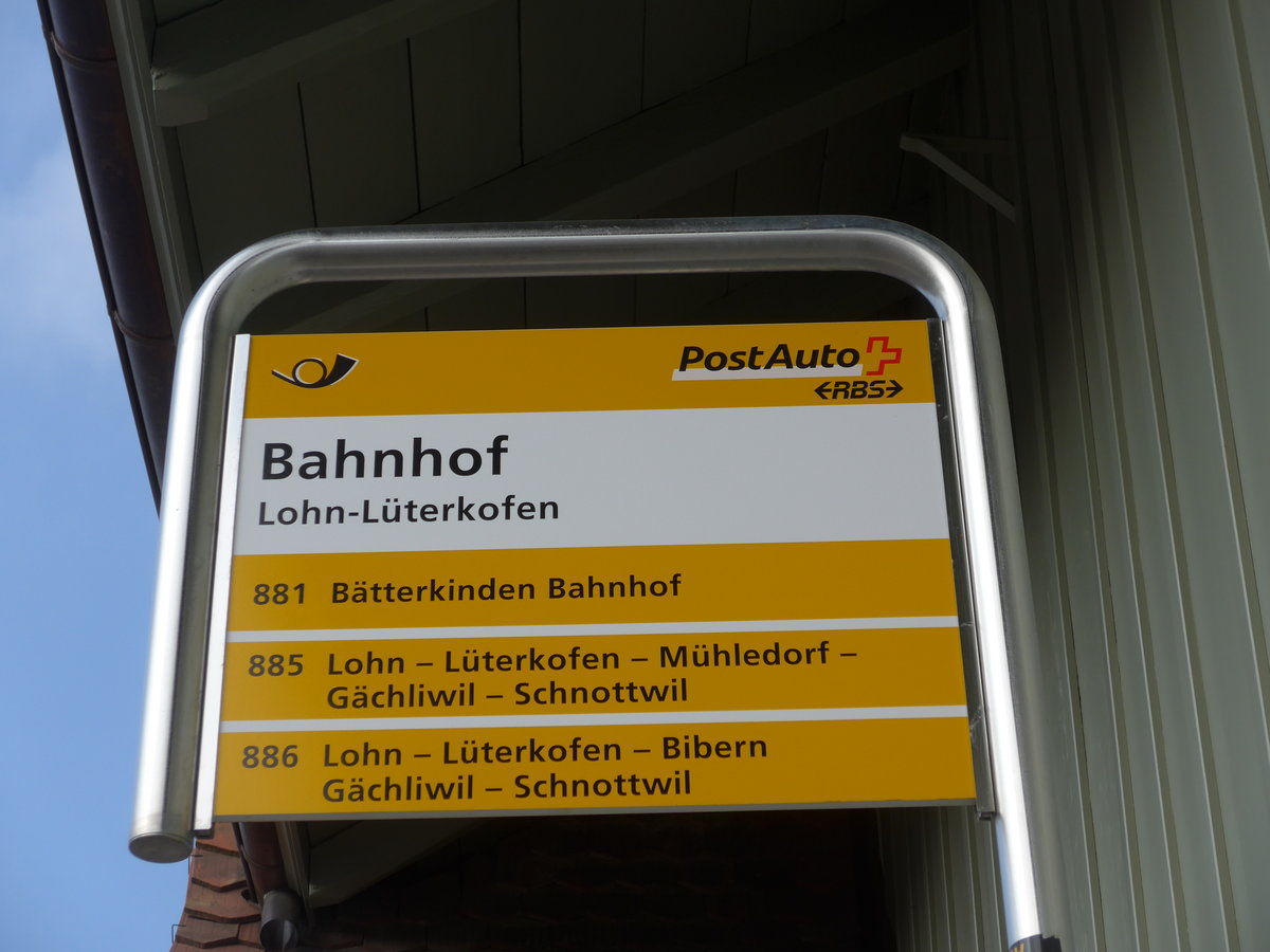 (169'406) - PostAuto-Haltestelle - Lohn-L�terkofen, Bahnhof - am 21. M�rz 2016
