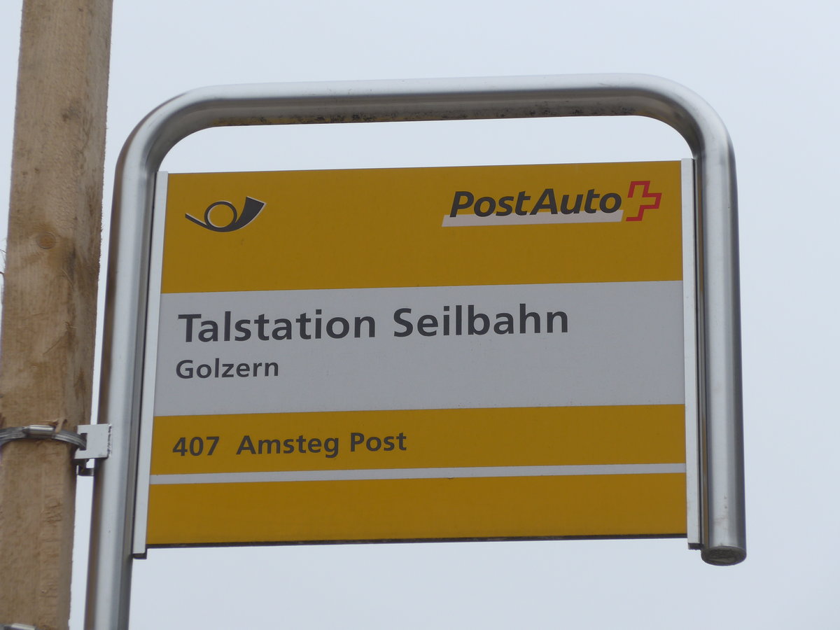 (169'436) - PostAuto-Haltestelle - Golzern, Talstation Seilbahn - am 25. M�rz 2016