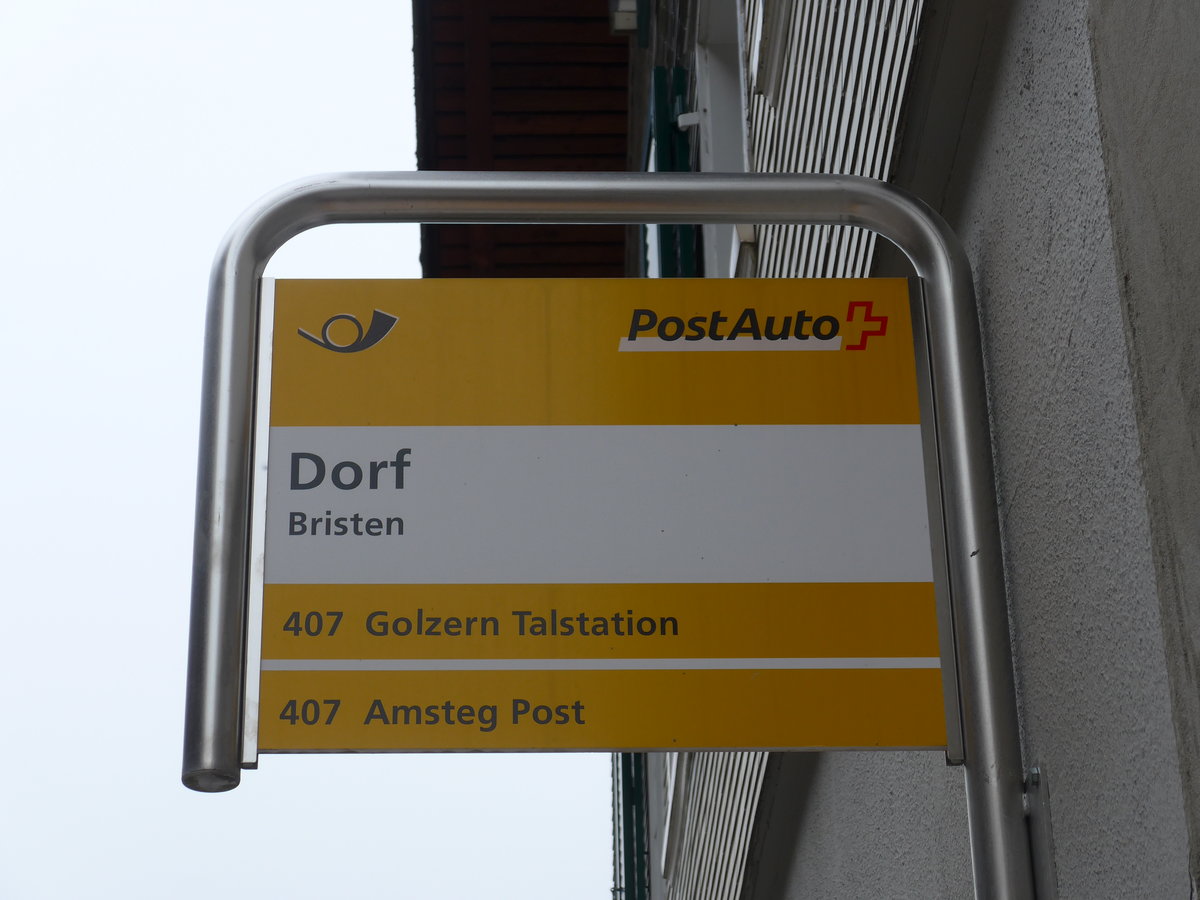 (169'450) - PostAuto-Haltestelle - Bristen, Dorf - am 25. M�rz 2016
