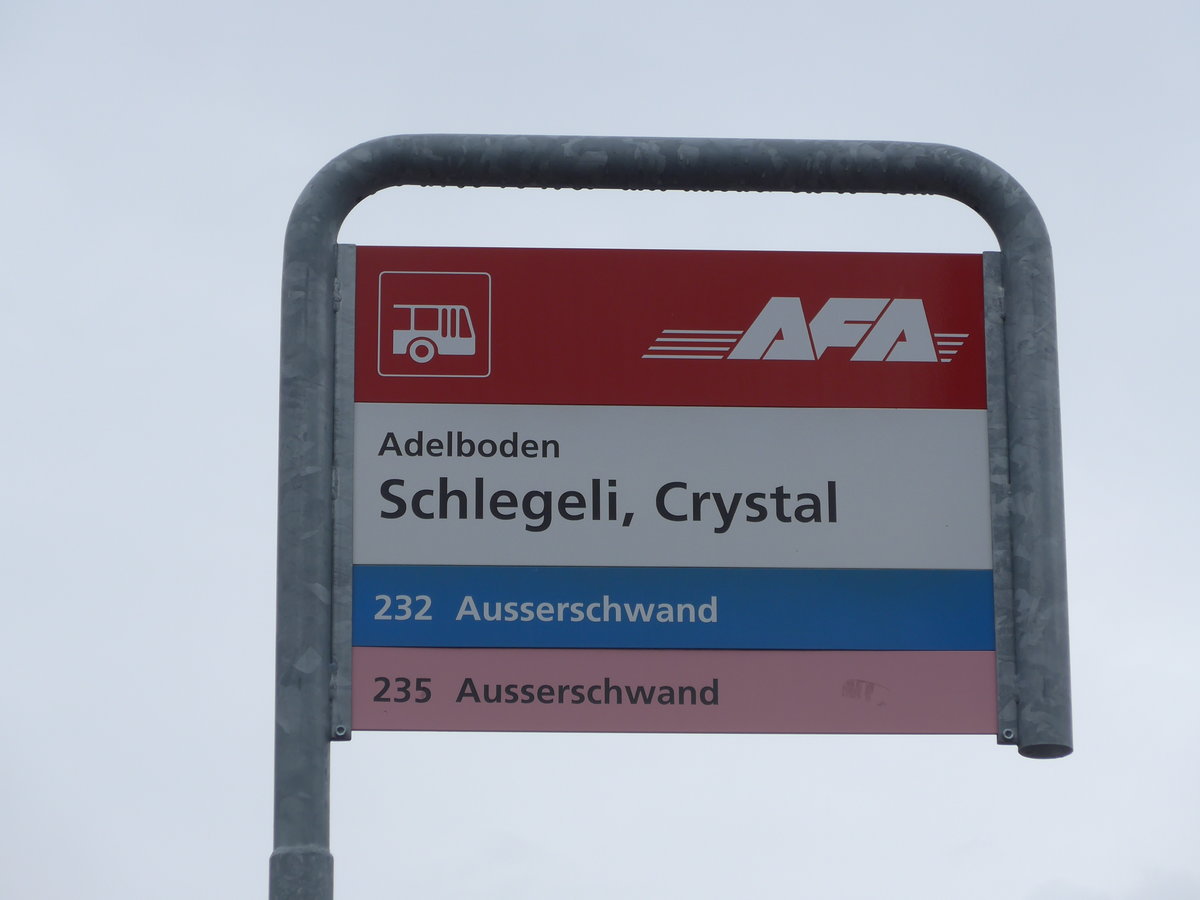 (169'522) - AFA-Haltestelle - Adelboden, Schlegeli, Crystal - am 27. M�rz 2016
