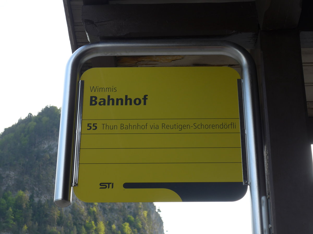 (170'392) - STI-Haltestelle - Wimmis, Bahnhof - am 7. Mai 2016
