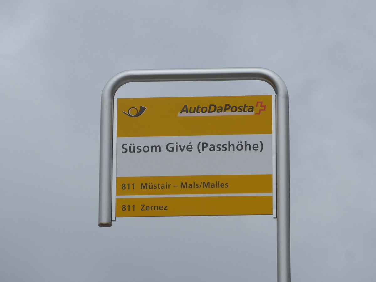 (170'898) - PostAuto-Haltestelle - Ofenpass, S�som Giv� (Passh�he) - am 16. Mai 2016