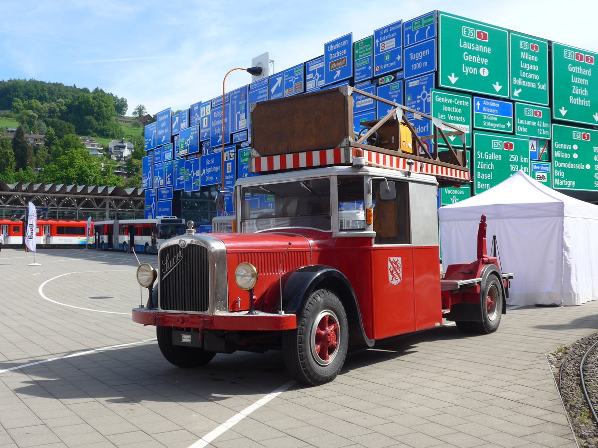 (171'248) - VW Winterthur - Saurer/Saurer Turmwagen (ex Bus Nr. 2) am 22. Mai 2016 in Luzern, Verkehrshaus