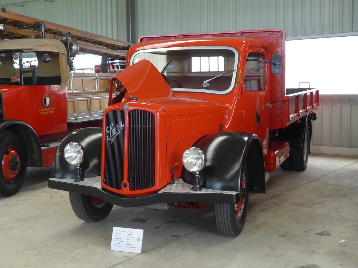 (171'557) - Lorenz, Lyssach - Saurer am 4. Juni 2016 in Lyssach, Garage