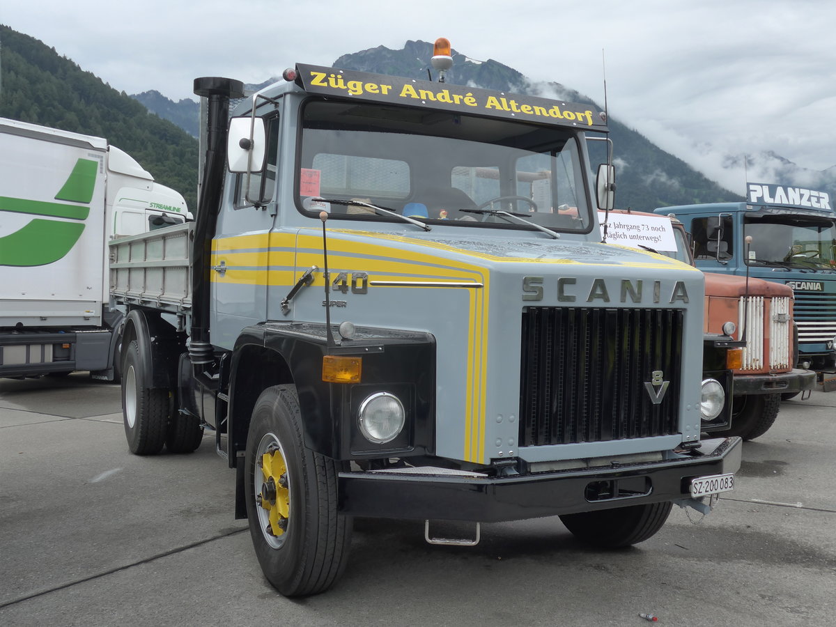 (172'269) - Z�ger, Altendorf - SZ 200'083 - Scania am 26. Juni 2016 in Interlaken, Flugplatz