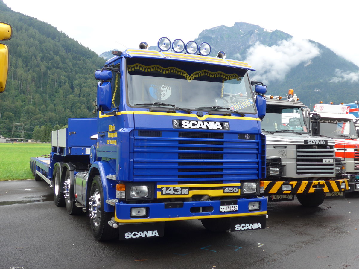 (172'284) - Fl�tsch, R�mlang - Nr. 8/ZH 171'854 - Scania am 26. Juni 2016 in Interlaken, Flugplatz