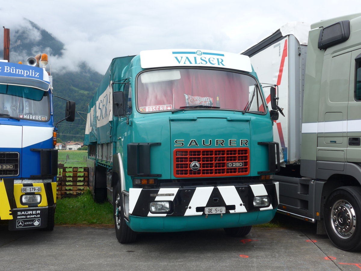 (172'325) - Valser - BE 5 U - Saurer am 26. Juni 2016 in Interlaken, Flugplatz