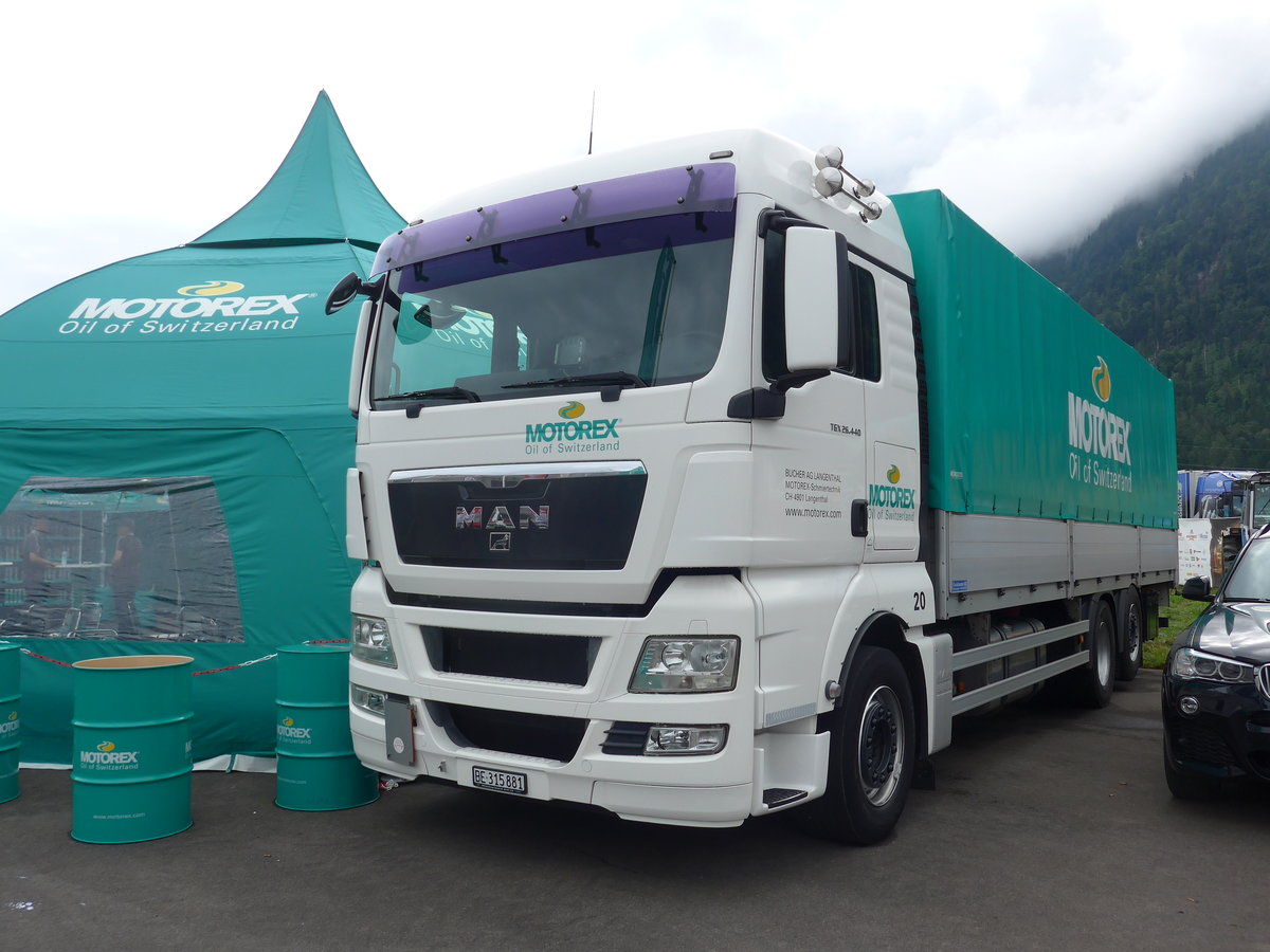 (172'353) - Bucher, Langenthal - BE 315'881 - MAN am 26. Juni 2016 in Interlaken, Flugplatz