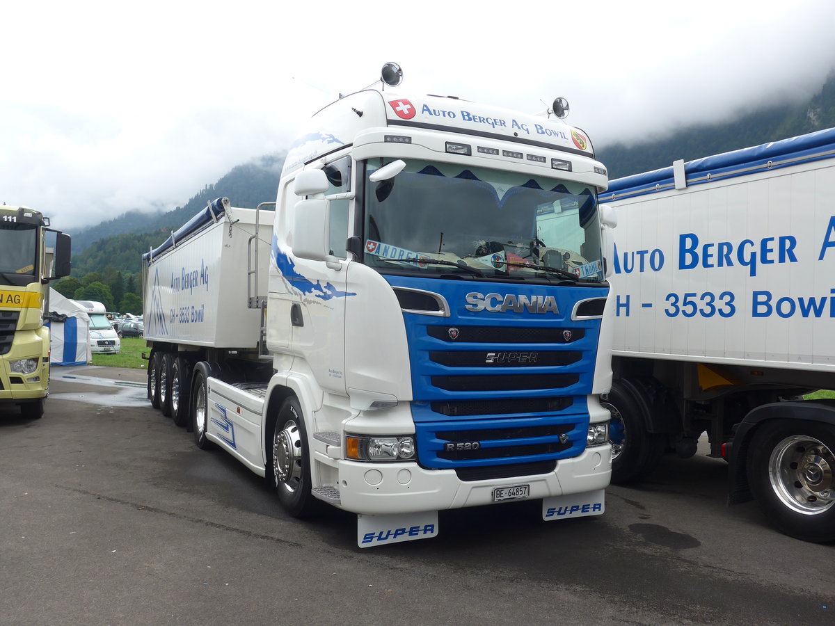 (172'364) - Berger, Bowil - BE 64'857 - Scania am 26. Juni 2016 in Interlaken, Flugplatz