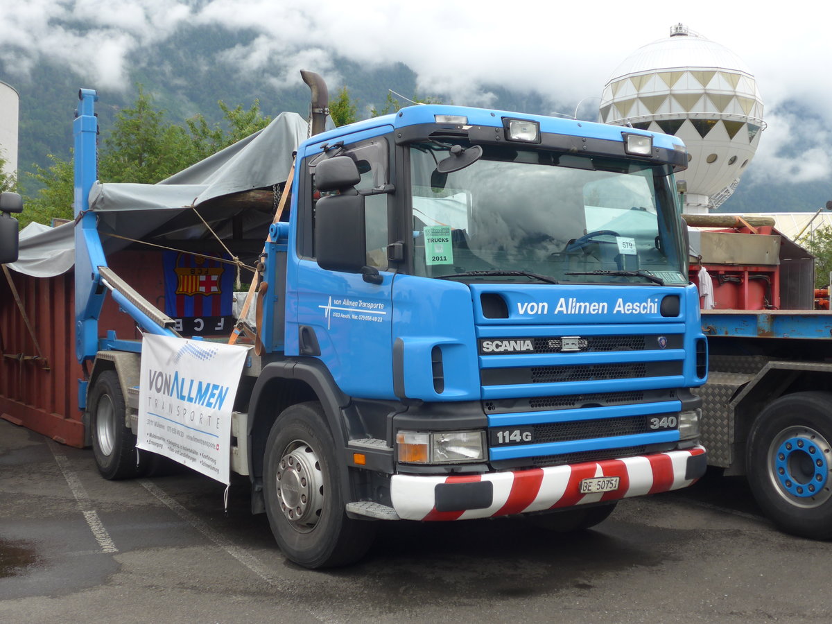 (172'416) - von Allmen, Aeschi - BE 50'751 - Scania am 26. Juni 2016 in Interlaken, Flugplatz