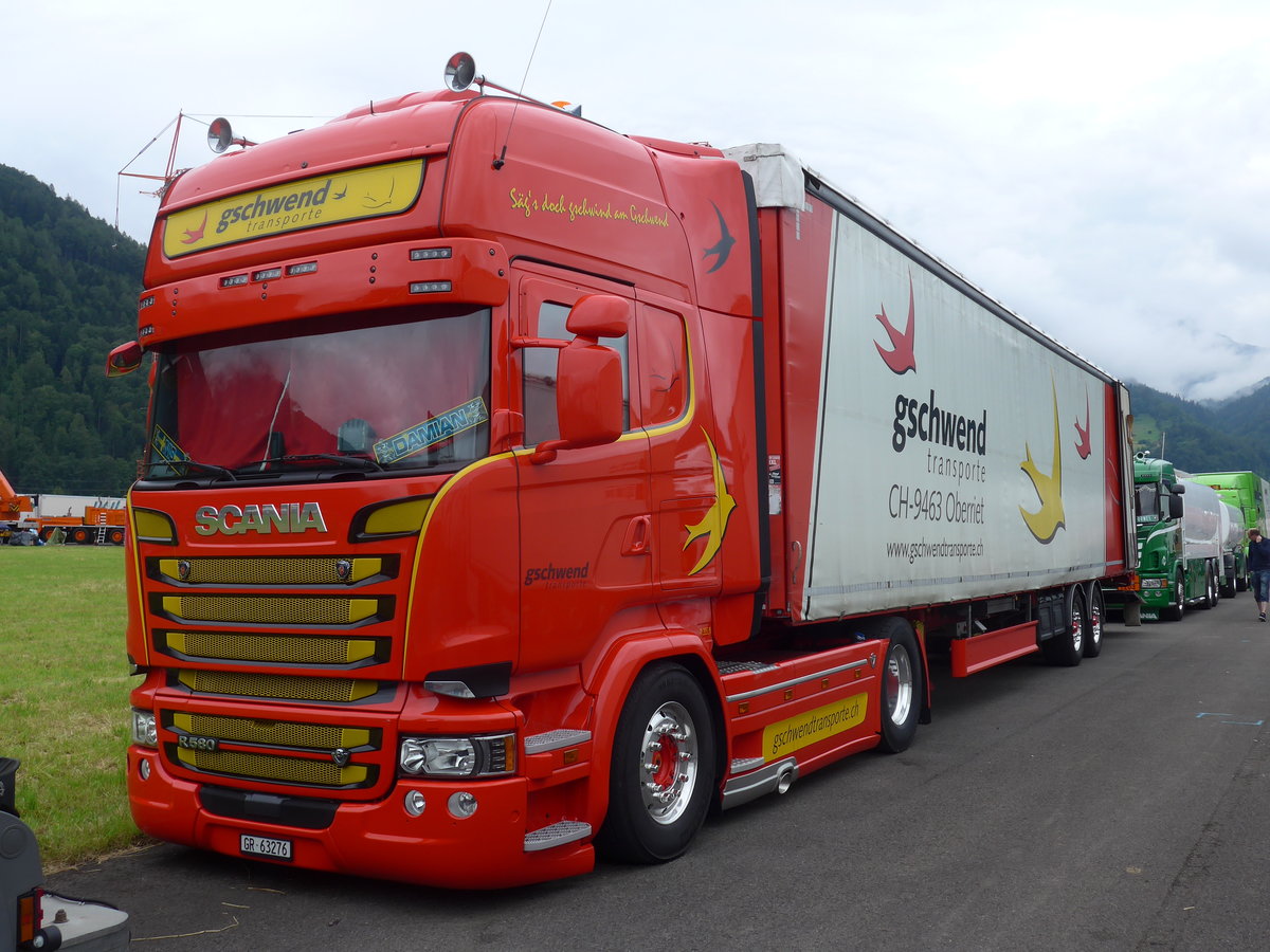 (172'478) - Gschwend, Oberriet - GR 63'276 - Scania am 26. Juni 2016 in Interlaken, Flugplatz