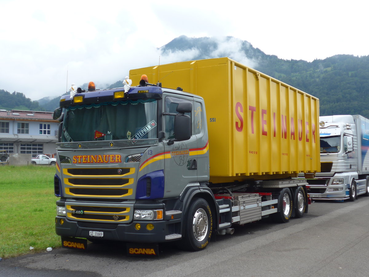 (172'506) - Steinauer, Bennau - Nr. 13/SZ 31'669 - Scania am 26. Juni 2016 in Interlaken, Flugplatz