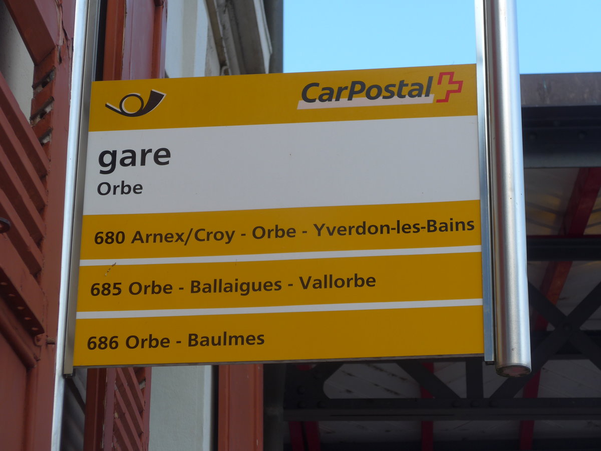 (173'014) - PostAuto-Haltestelle - Orbe, gare - am 15. Juli 2016