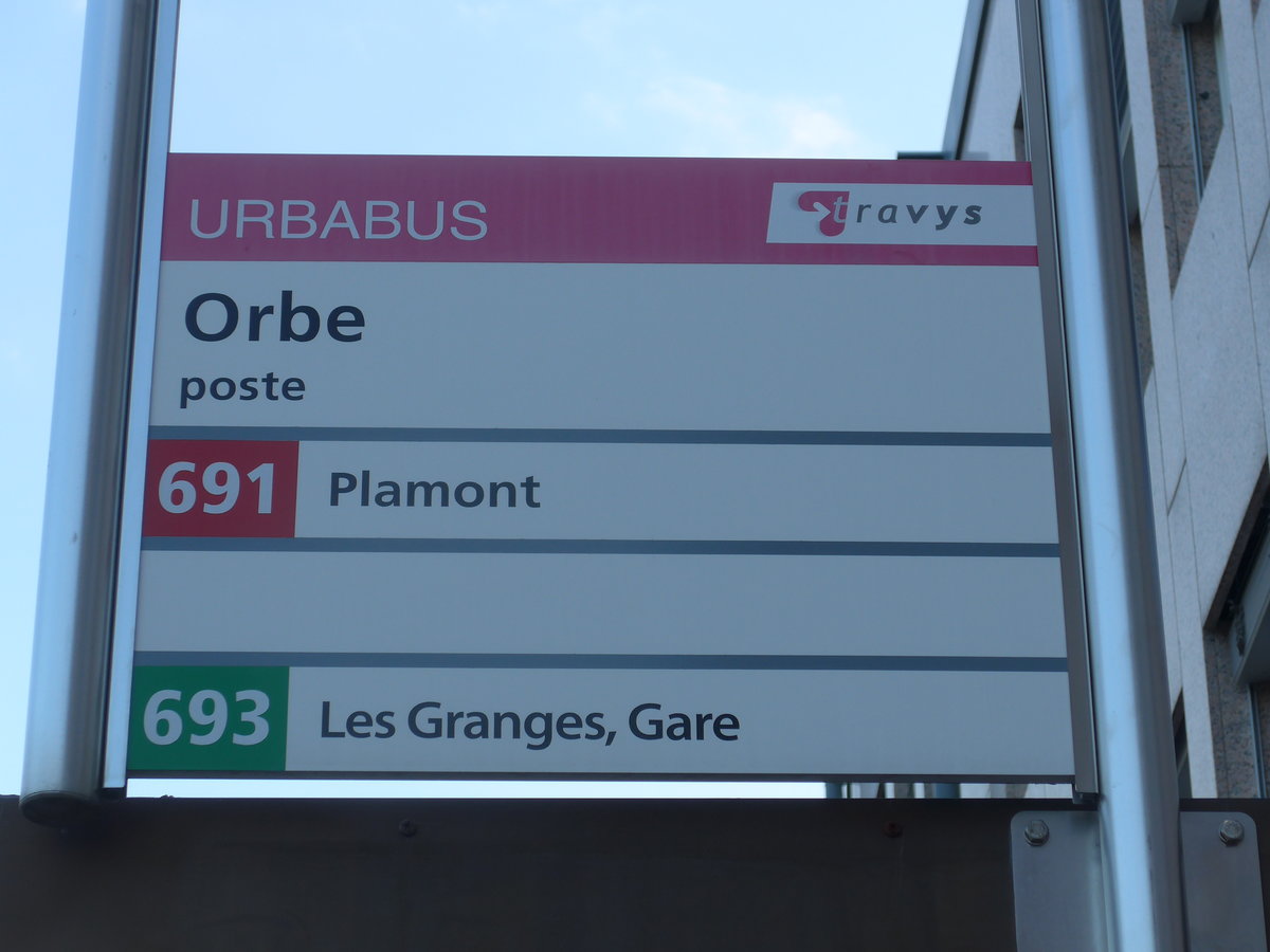 (173'017) - TRAVYS-Haltestelle - Orbe, poste - am 15. Juli 2016