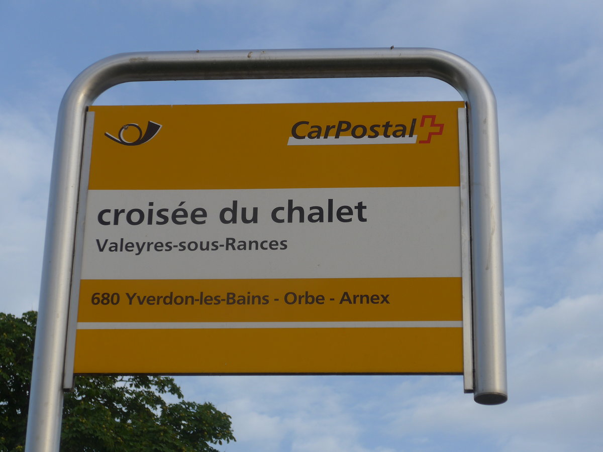 (173'218) - PostAuto-Haltestelle - Valeyres-sous-Rances, crois�e du chalet - am 21. Juli 2016