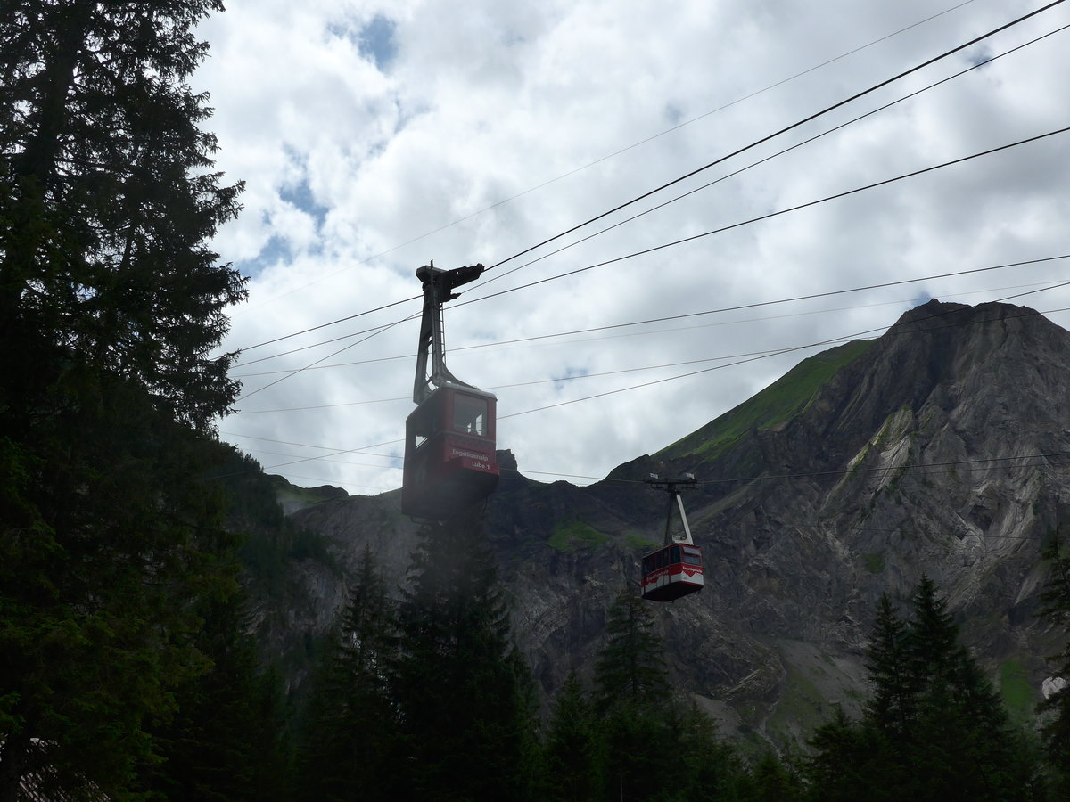 (173'419) - Luftseilbahnen Unter dem Birg Engstligenalp - Lube 1 + LUBE 4 - am 31. Juli 2016 in Adelboden, Unter dem Birg