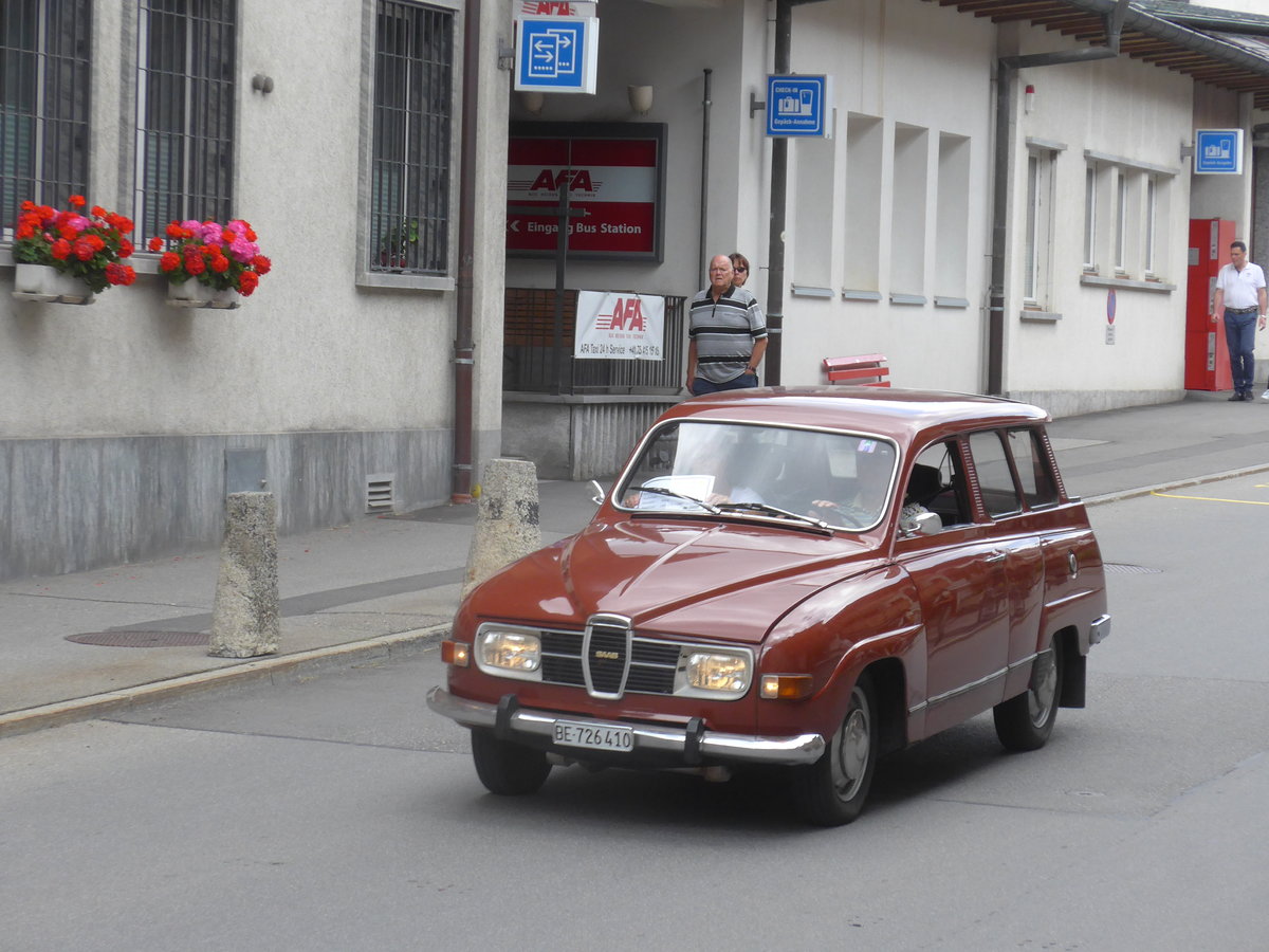 (173'438) - Saab - BE 726'410 - am 31. Juli 2016 beim Autobahnhof Adelboden