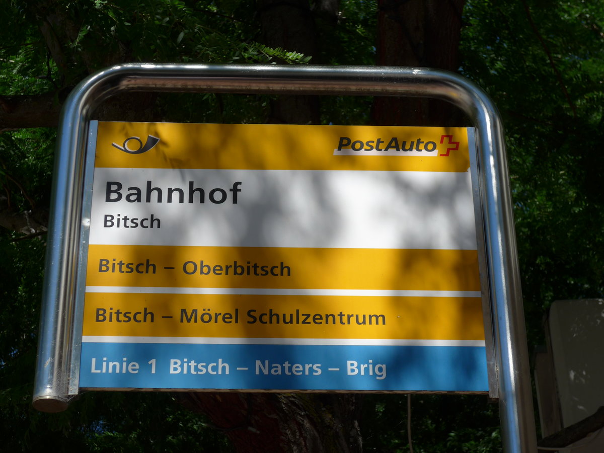 (173'673) - PostAuto-Haltestelle - Bitsch, Bahnhof - am 7. August 2016