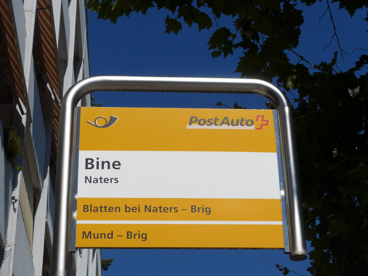 (173'678) - PostAuto-Haltestelle - Naters, Bine - am 7. August 2016
