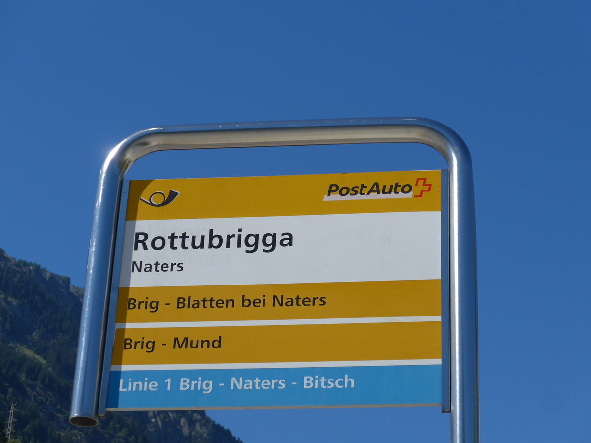 (173'685) - PostAuto-Haltestelle - Naters, Rottubrigga - am 7. August 2016
