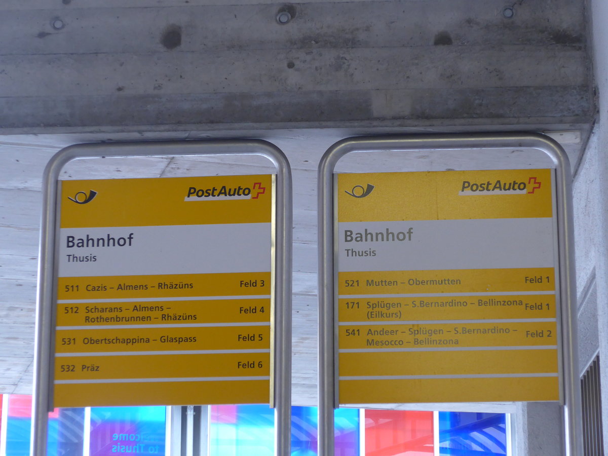 (174'255) - PostAuto-Haltestelle - Thusis, Bahnhof - am 21. August 2016