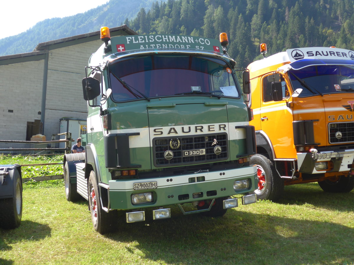 (174'715) - Fleischmann, Altendorf - SZ 90'028 U - Saurer am 10. September 2016 in Campo, Saurertreffen