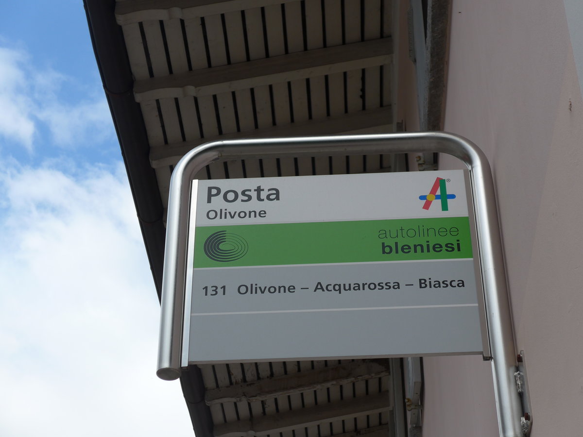 (174'832) - Abl-Haltestelle - Olivone, Posta - am 10. September 2016