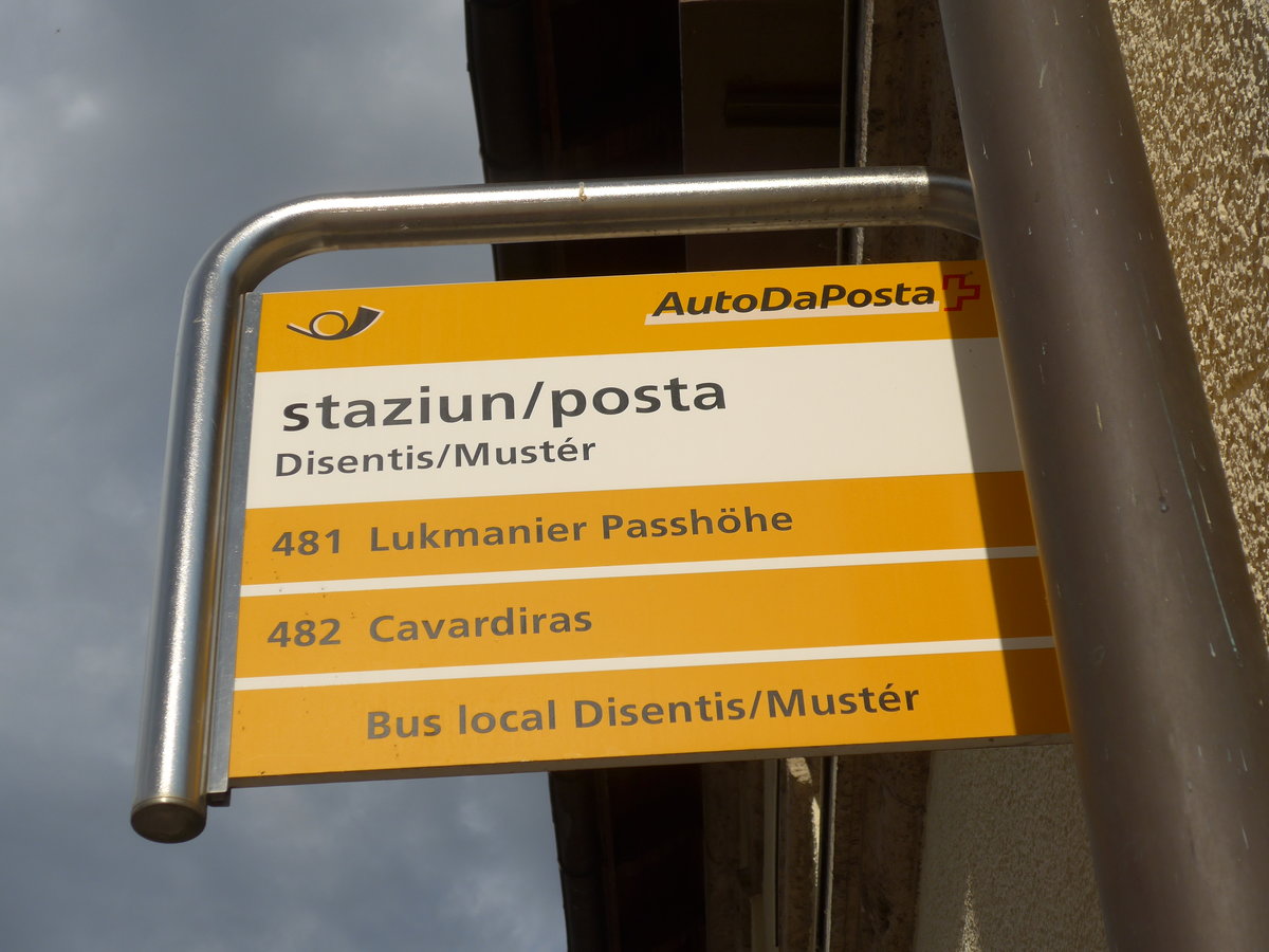(174'847) - PostAuto-Haltestelle - Disentis/Must�r, staziun/posta - am 10. September 2016