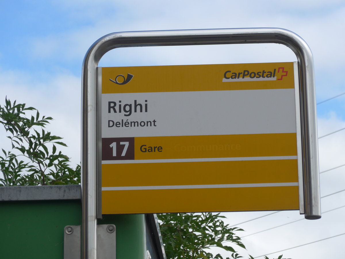 (175'507) - PostAuto-Haltestelle - Del�mont, Righi - am 7. Oktober 2016