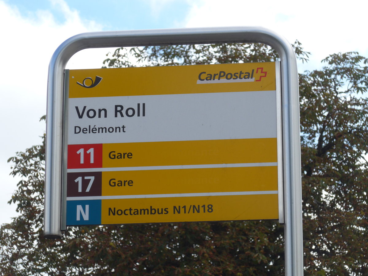 (175'509) - PostAuto-Haltestelle - Del�mont, Von Roll - am 7. Oktober 2016
