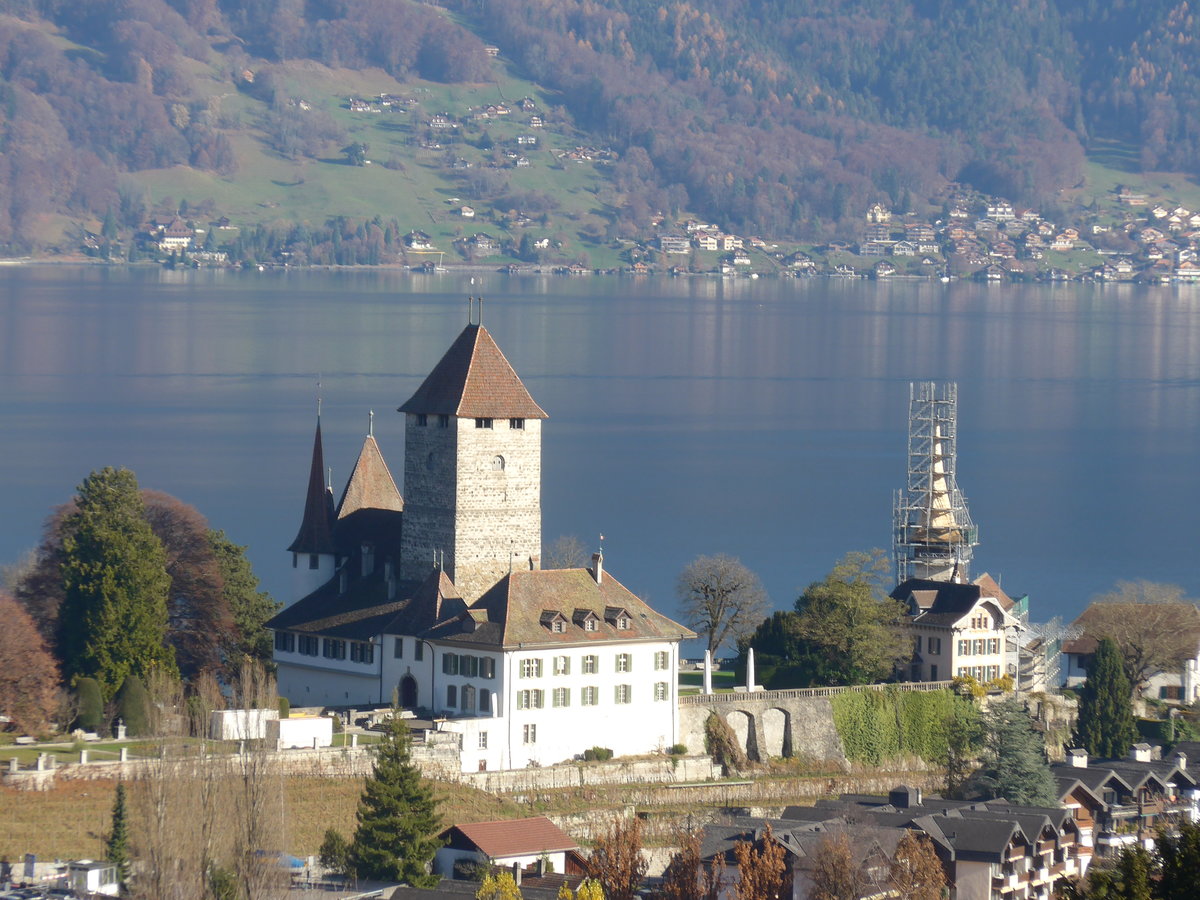 (176'762) - Schloss und Kirche am 27. November 2016 in Spiez