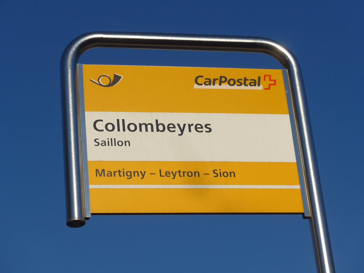 (176'850) - PostAuto-Haltestelle - Saillon, Collombeyres - am 4. Dezember 2016