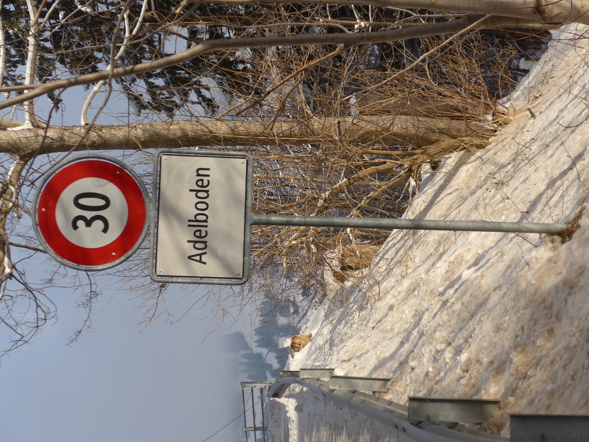(178'031) - Ortstafel von Adelboden mit H�chstgeschwindigkeit am 9. Januar 2017