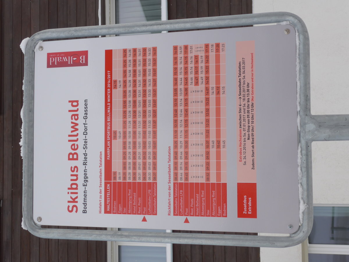 (178'045) - Skibus-Haltestelle - Bellwald, Post - am 15. Januar 2017